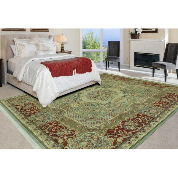 Noori Rug Wali Hand Knotted Wool Beige/Light Green/Red Rug Wayfair